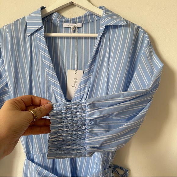 NWT Patrizia Pepe Abito Blue White Stripes Mini Dress Size 40 US 4 - Picture 7 of 8